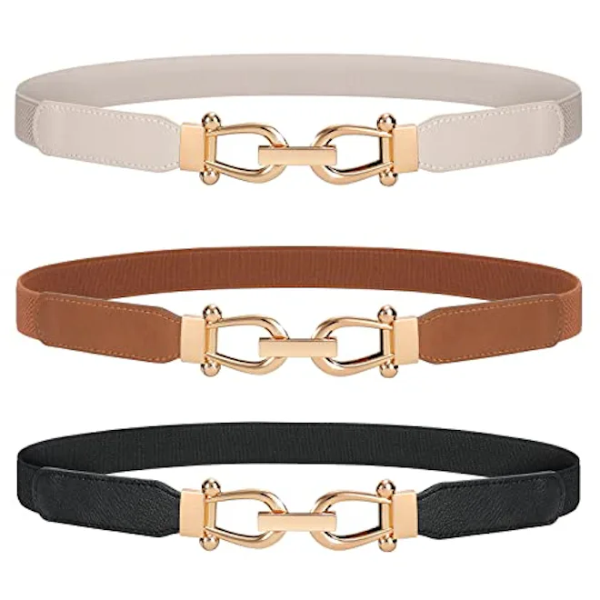 JASGOOD Elastic Skinny Belts (3-Pack)