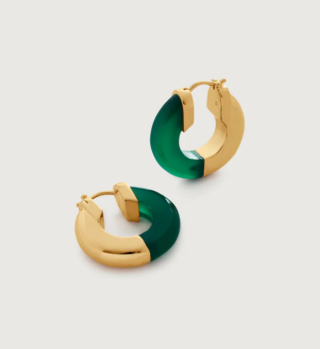 Kate Young Half Gemstone Small Hoop Earrings