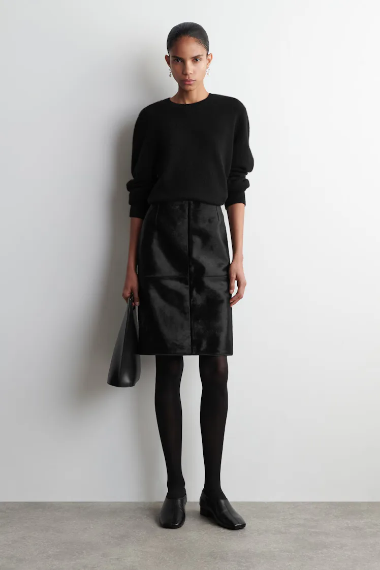 Square-Toe Leather Heeled Shoes