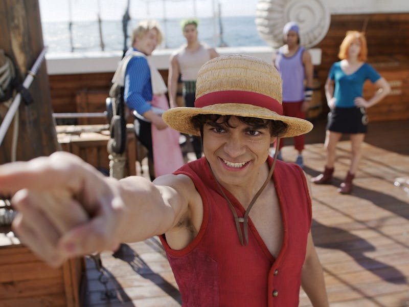 az Skylar as Sanji, Mackenyu as Roronoa Zoro, Iñaki Godoy as Monkey D. Luffy, Jacob Romero as Usopp...