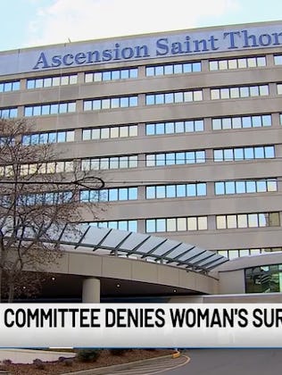 ascension st thomas hospital in midtown nashville, depicted in a news segment about how they cancell...