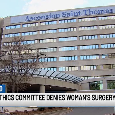 ascension st thomas hospital in midtown nashville, depicted in a news segment about how they cancelled a patient's sterilization for religious reasons.