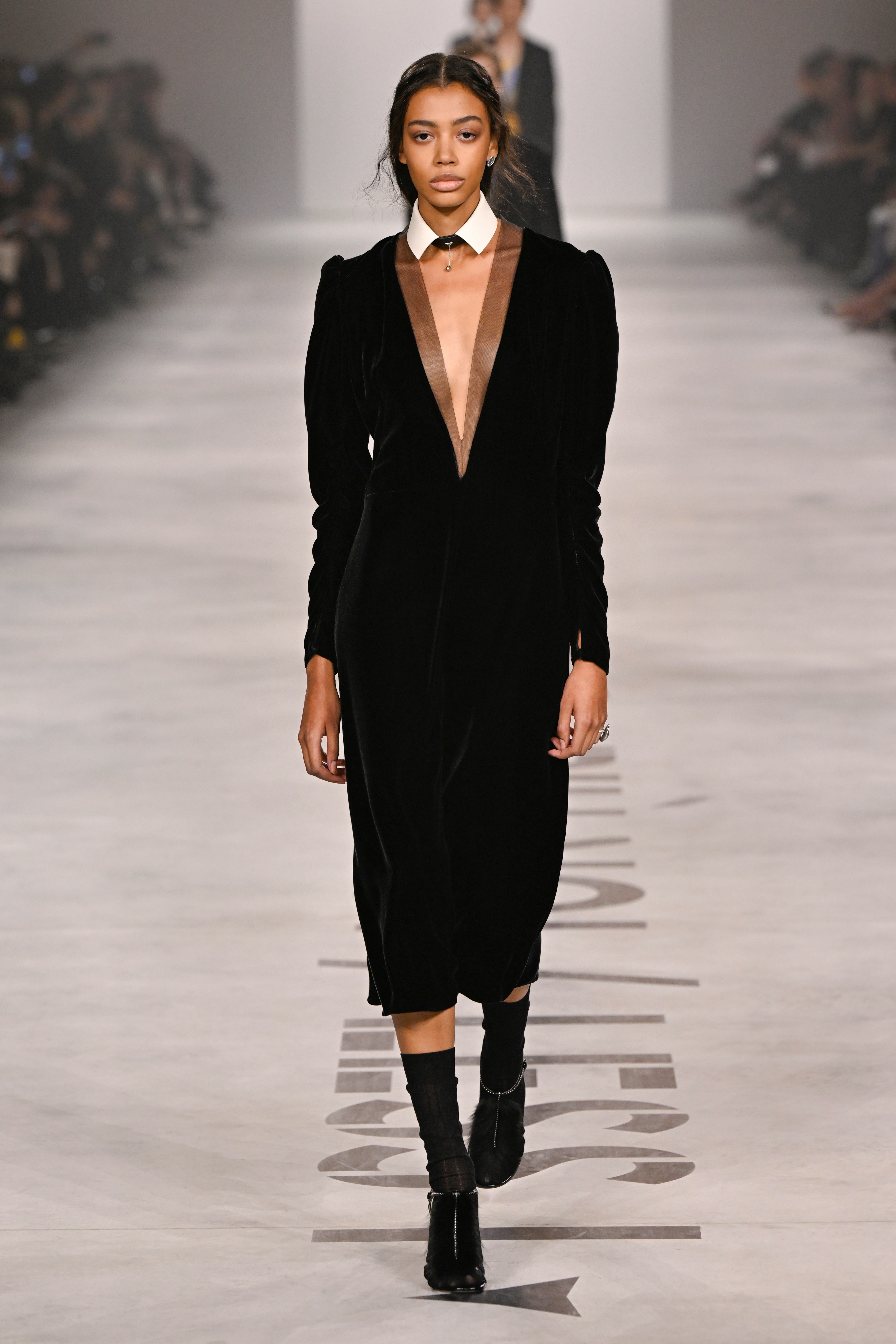 Model on the runway at the Fendi fashion show as part of Milan Fashion Week Fall 2026 on February 25...