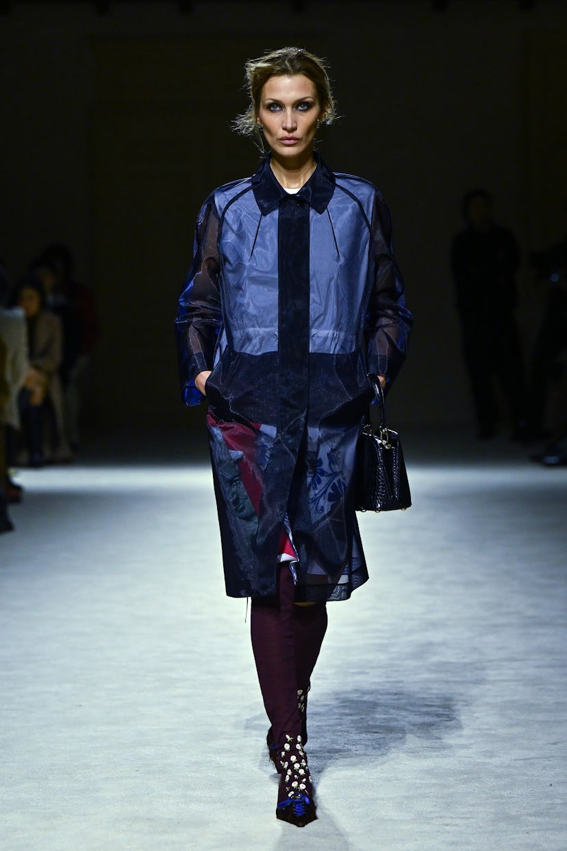 Bella Hadid walks the runway at the Prada fashion show during the Milan Fashion Week - Womenswear Fa...