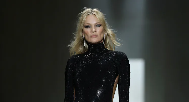 Kate Moss walks the runway at the Gucci FW26 Fashion Show at Palazzo Delle Scintille on February 27,...