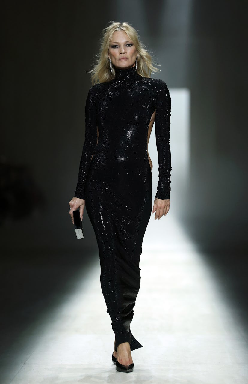 Kate Moss walks the runway at the Gucci FW26 Fashion Show at Palazzo Delle Scintille on February 27,...