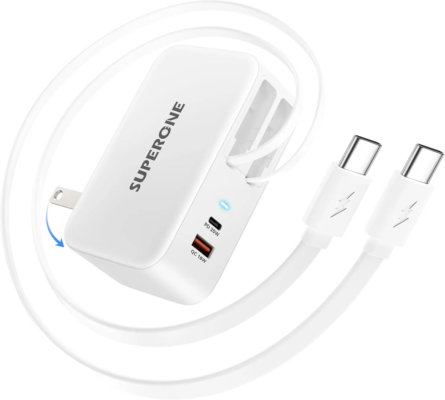 SUPERONE 4-in-1 Retractable Wall Charger 