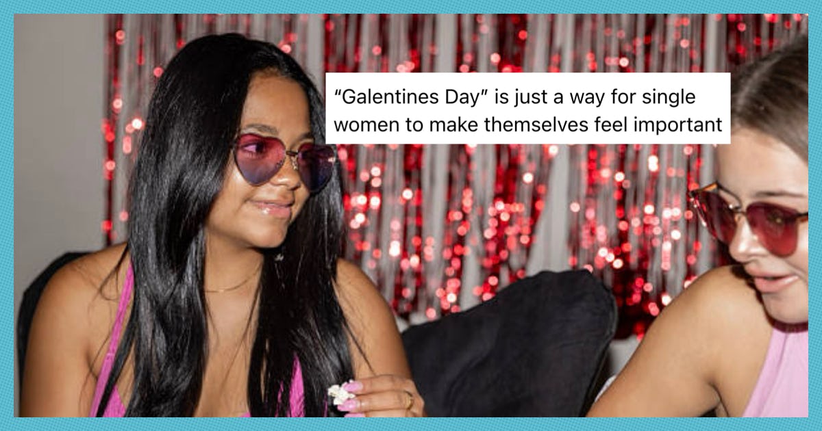 Two women celebrating Galentine's Day. 