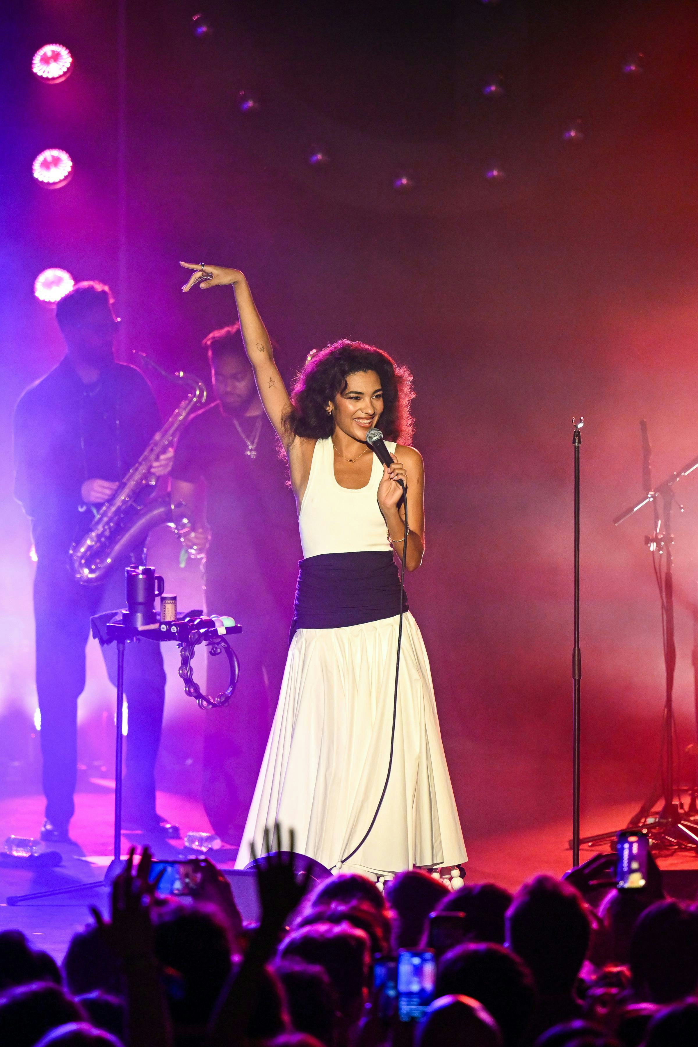 Olivia Dean performing at Uber's The One Party