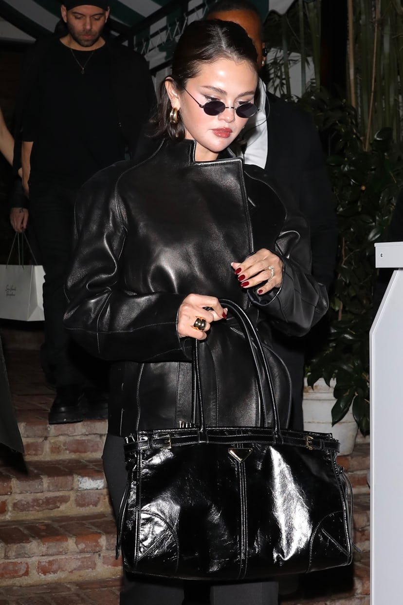 Selena Gomez was seen departing Brooks Nader’s birthday dinner held at San Vicente Bungalows in West...