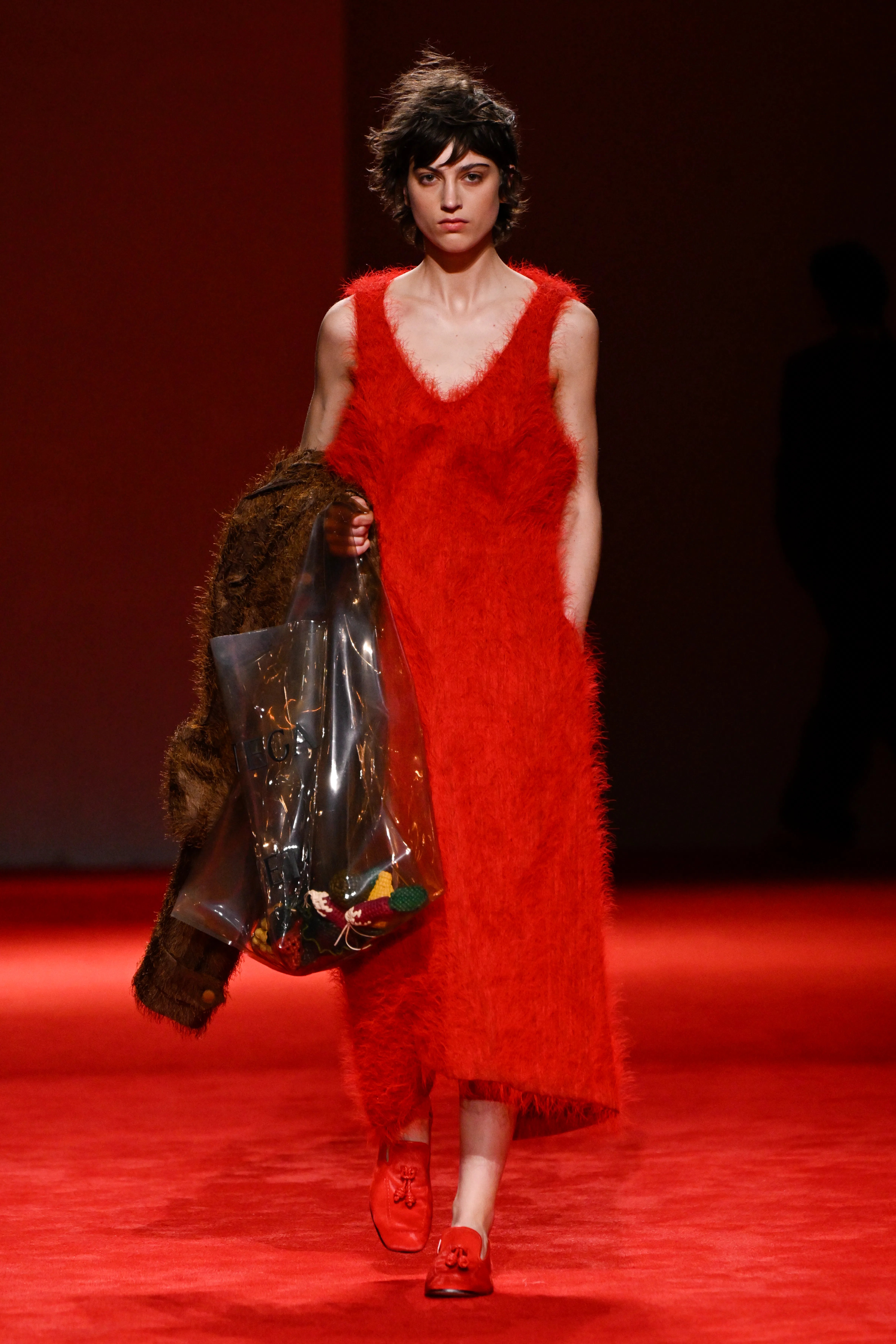 open lace back dress Bottega Veneta Red Wool Dress  Dyva's Closet