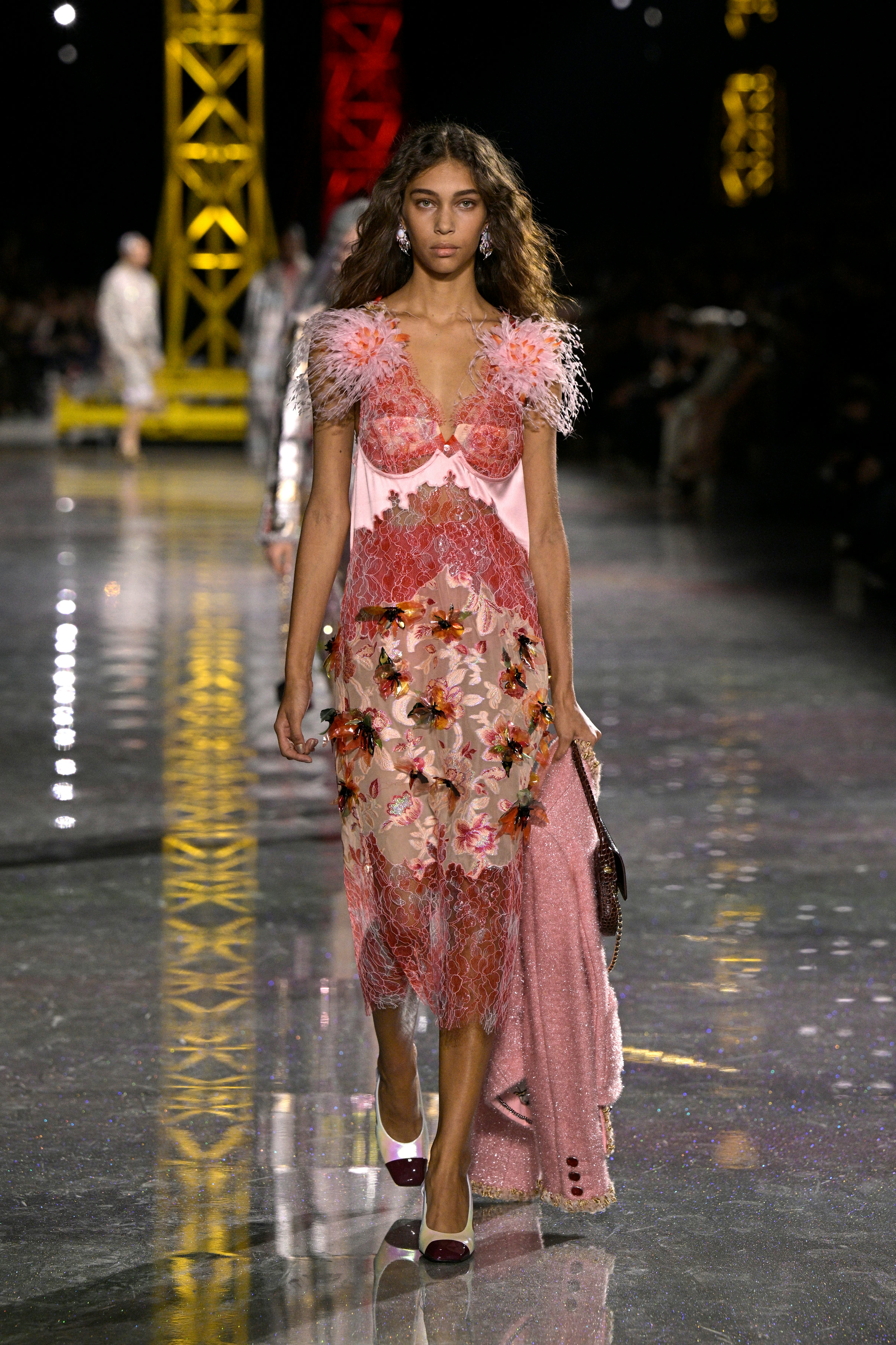 A model walks the runway during the Chanel Womenswear Fall/Winter 2026-2027 show as part of Paris Fa...