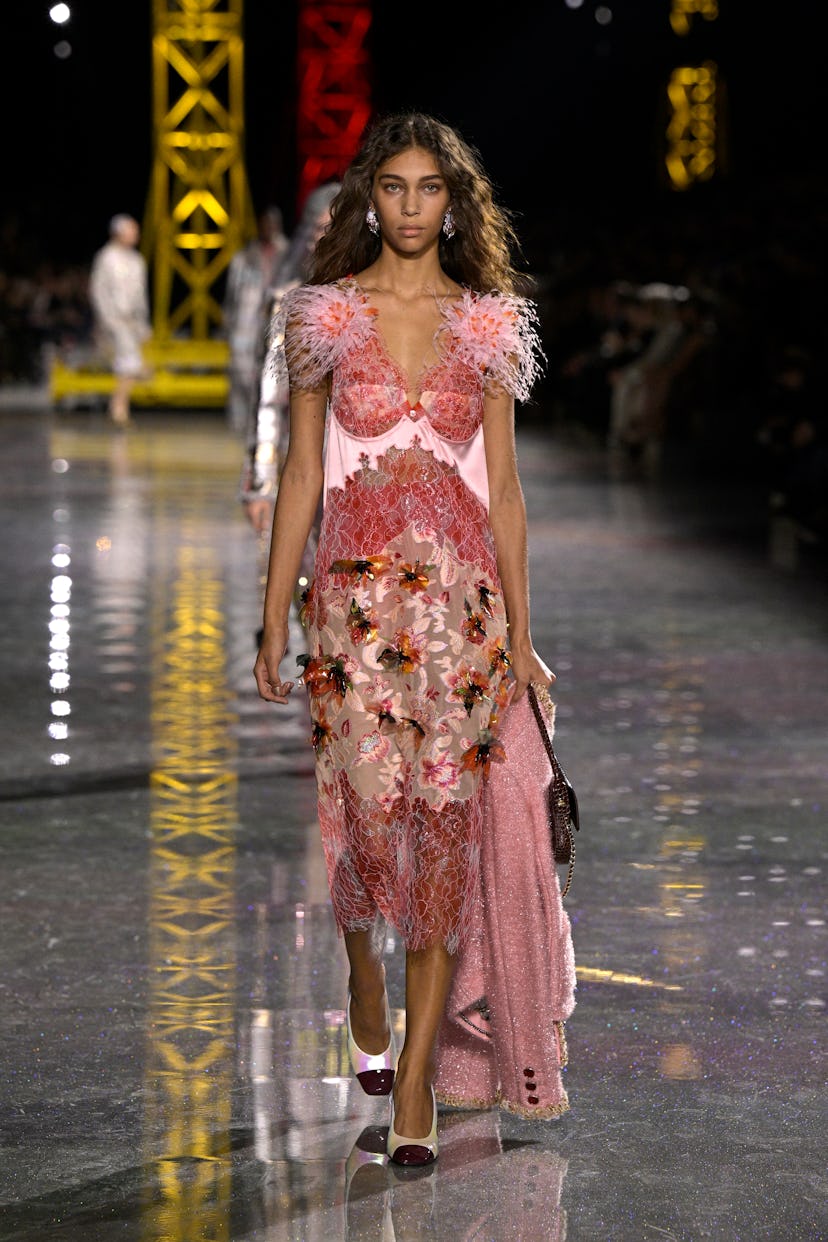 A model walks the runway during the Chanel Womenswear Fall/Winter 2026-2027 show as part of Paris Fa...