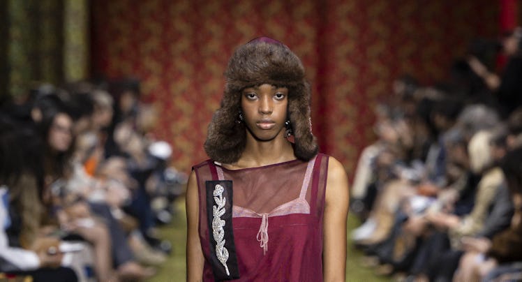 A model walks the runway during the Miu Miu Ready to Wear Fall/Winter 2026-2027 fashion show as part...