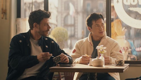 Francois Arnaud and Hudson Williams in Heated Rivalry. Photo via HBO Max