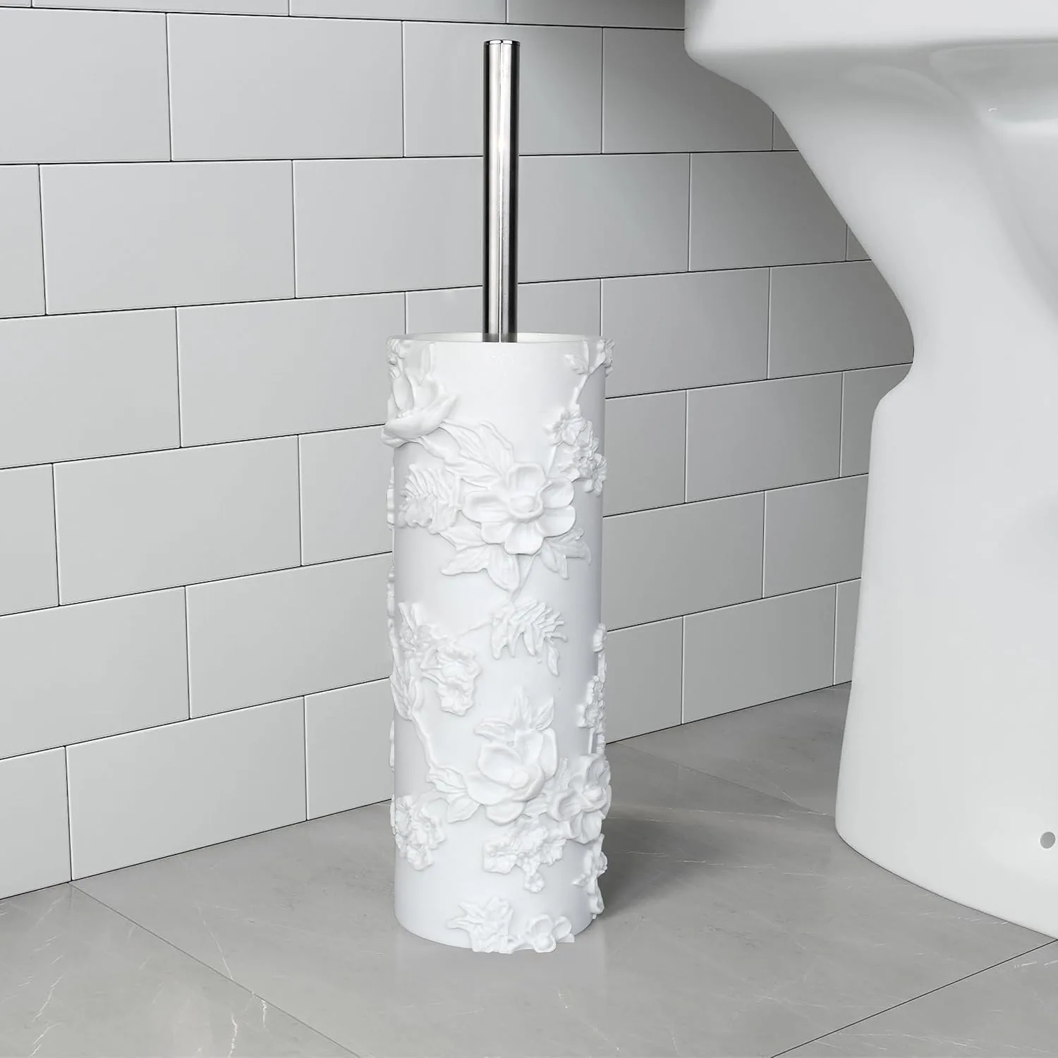 Indecor Home Floral Branches Toilet Bowl Brush & Holder