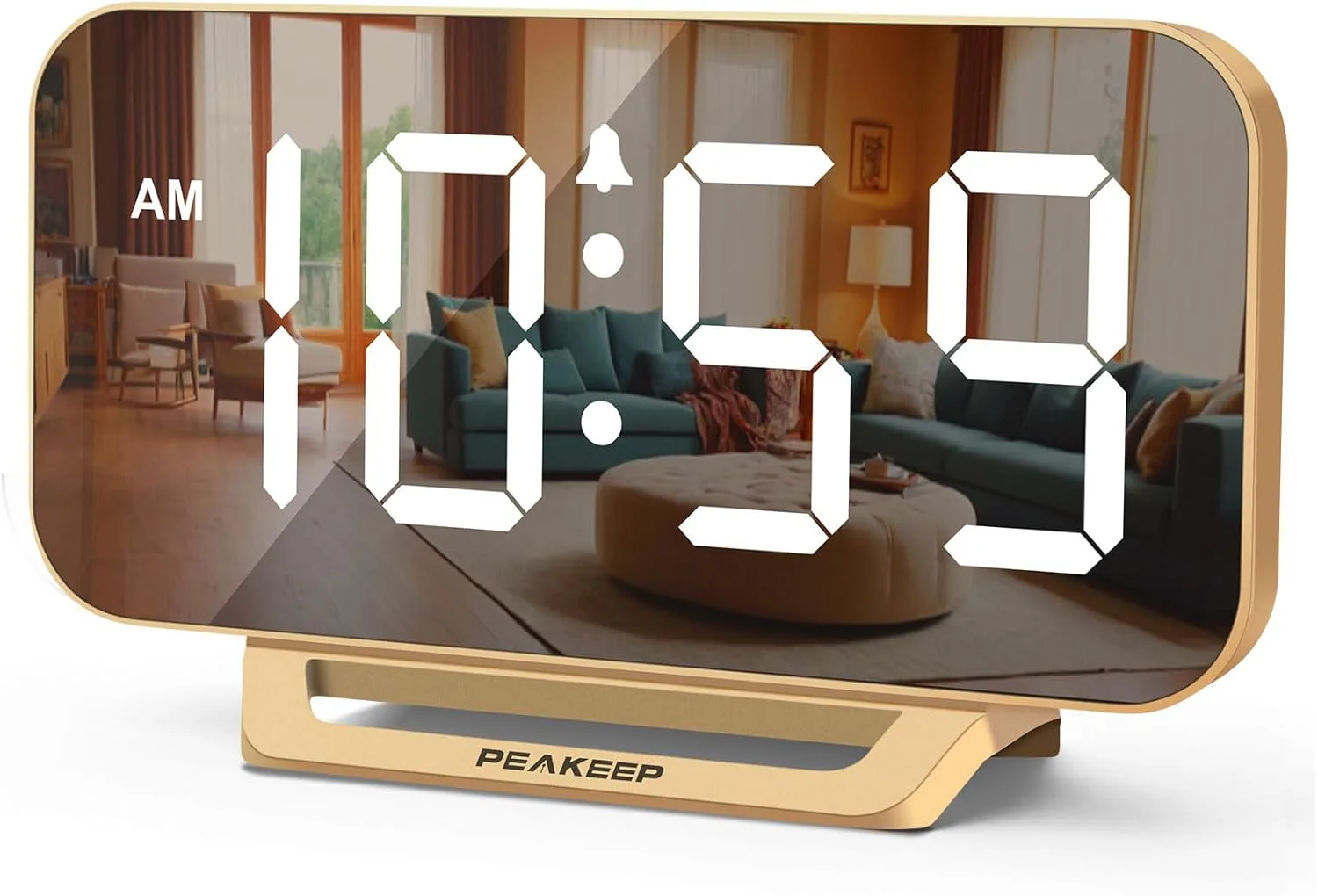 Peakeep Slim Digital Mirror Aesthetic Alarm Clock