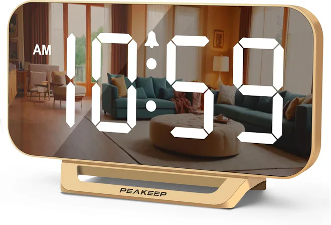 Peakeep Slim Digital Mirror Aesthetic Alarm Clock