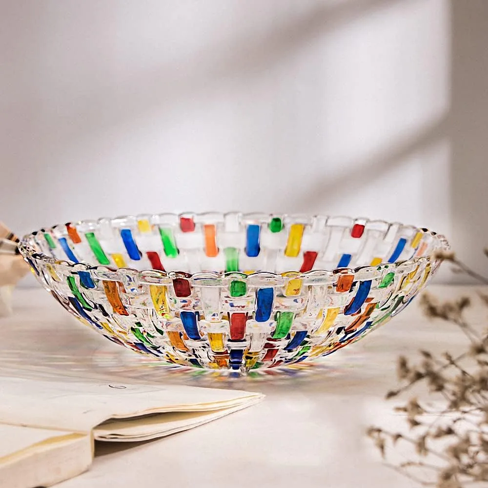 MAGCOLOR Hand Painted Crystal Salad & Fruit Bowl