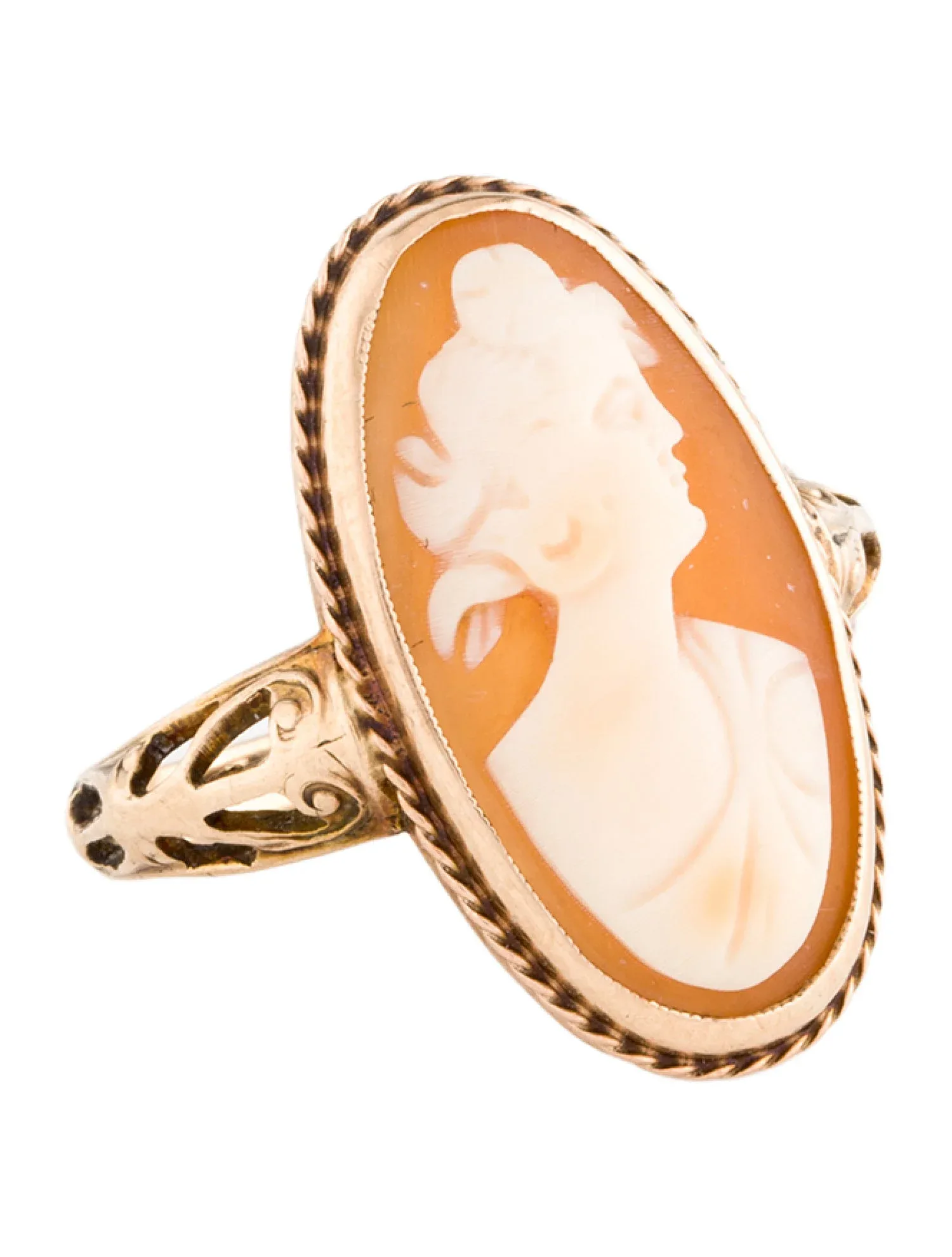 10k Shell Cameo Cocktail Ring