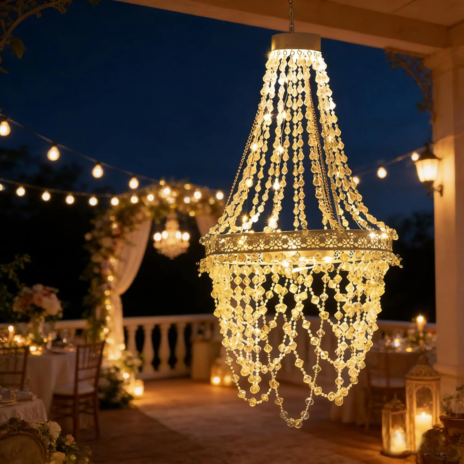 HUYIENO Solar Acrylic Crystal Chandelier