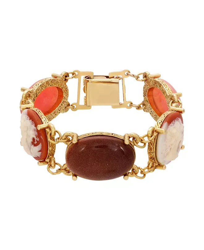 Gold-Tone Cameo Link Bracelet