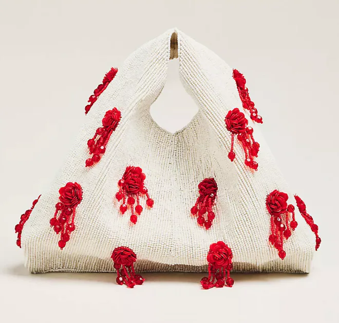 Studded Beaded Satchel Bag