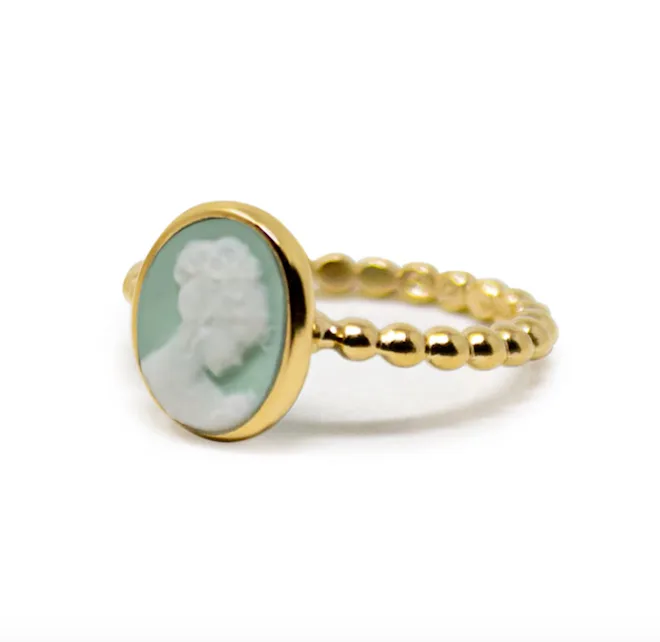 Ginevra Green Mini Cameo Stacking Ring
