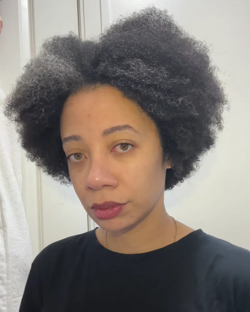 the author with freshly washed hair