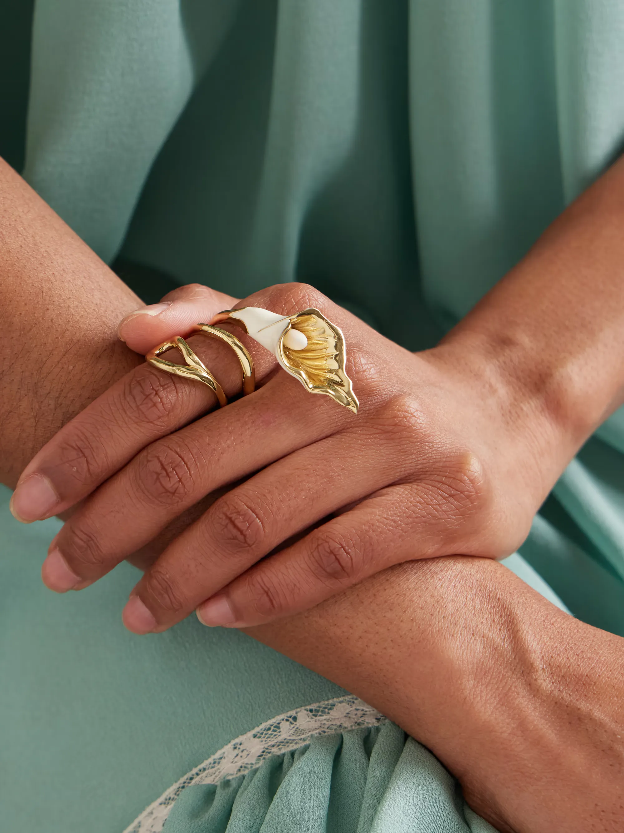 Chloé Gold-Tone & Enamel ring