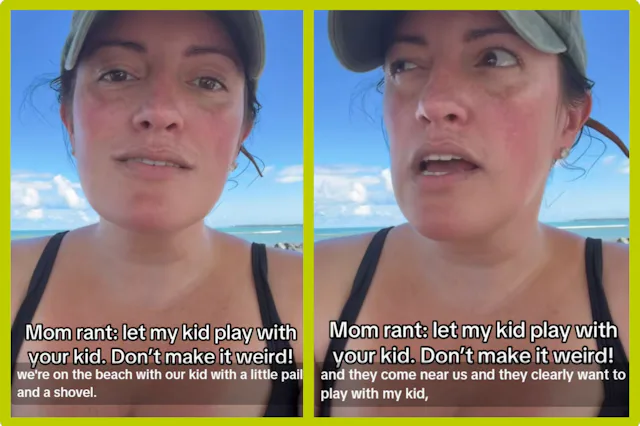 Screenshots of a TikTok video featuring a mom sharing a story about her daughter trying to make frie...