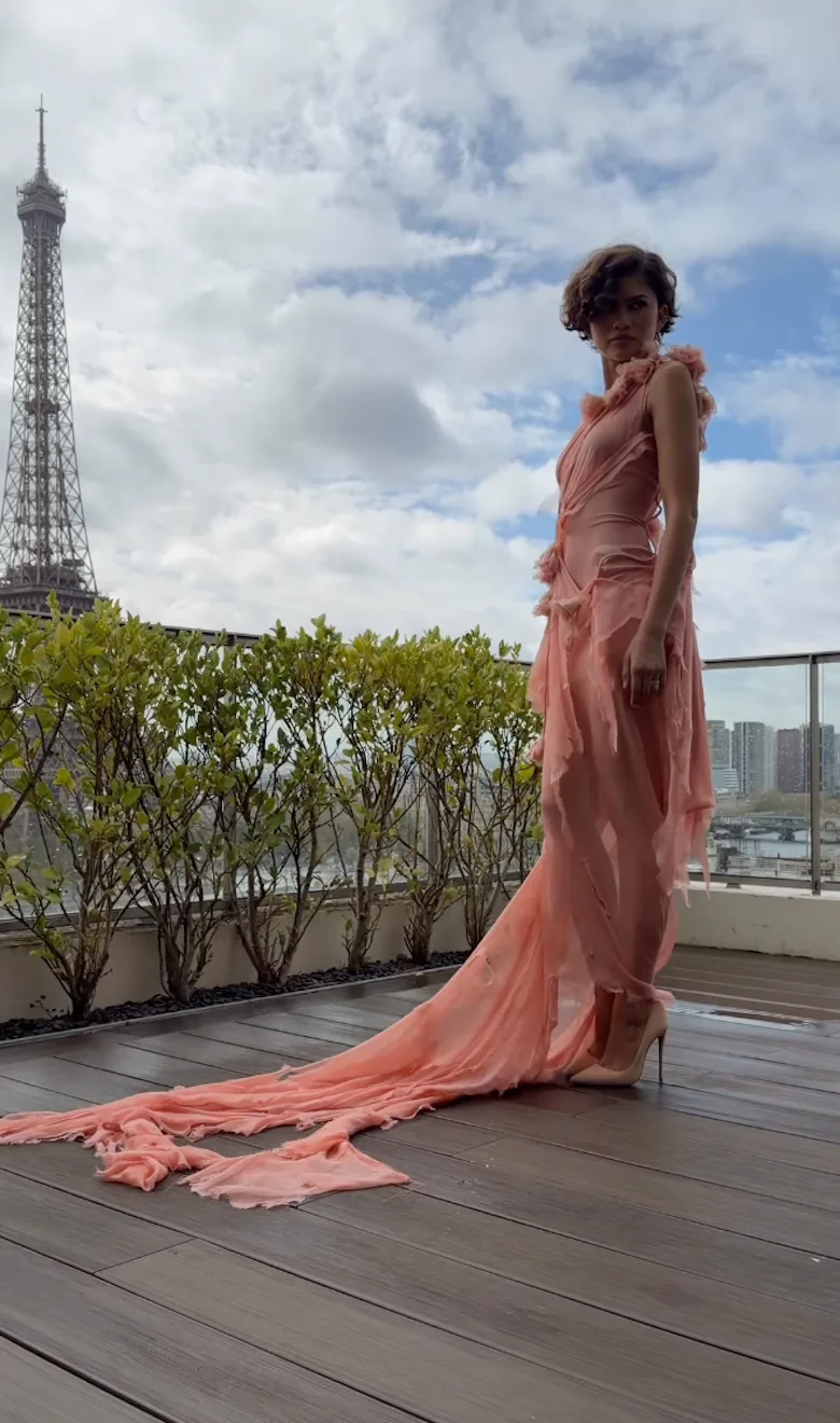 Zendaya Looks Honeymoon-Ready in Sheer Rosette Dress Zendaya Looks Honeymoon-Ready in Sheer Rosette Dress