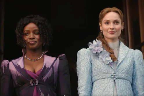 Michaela and Francesca in Bridgerton Season 5 teaser. Screenshot via Netflix YouTube