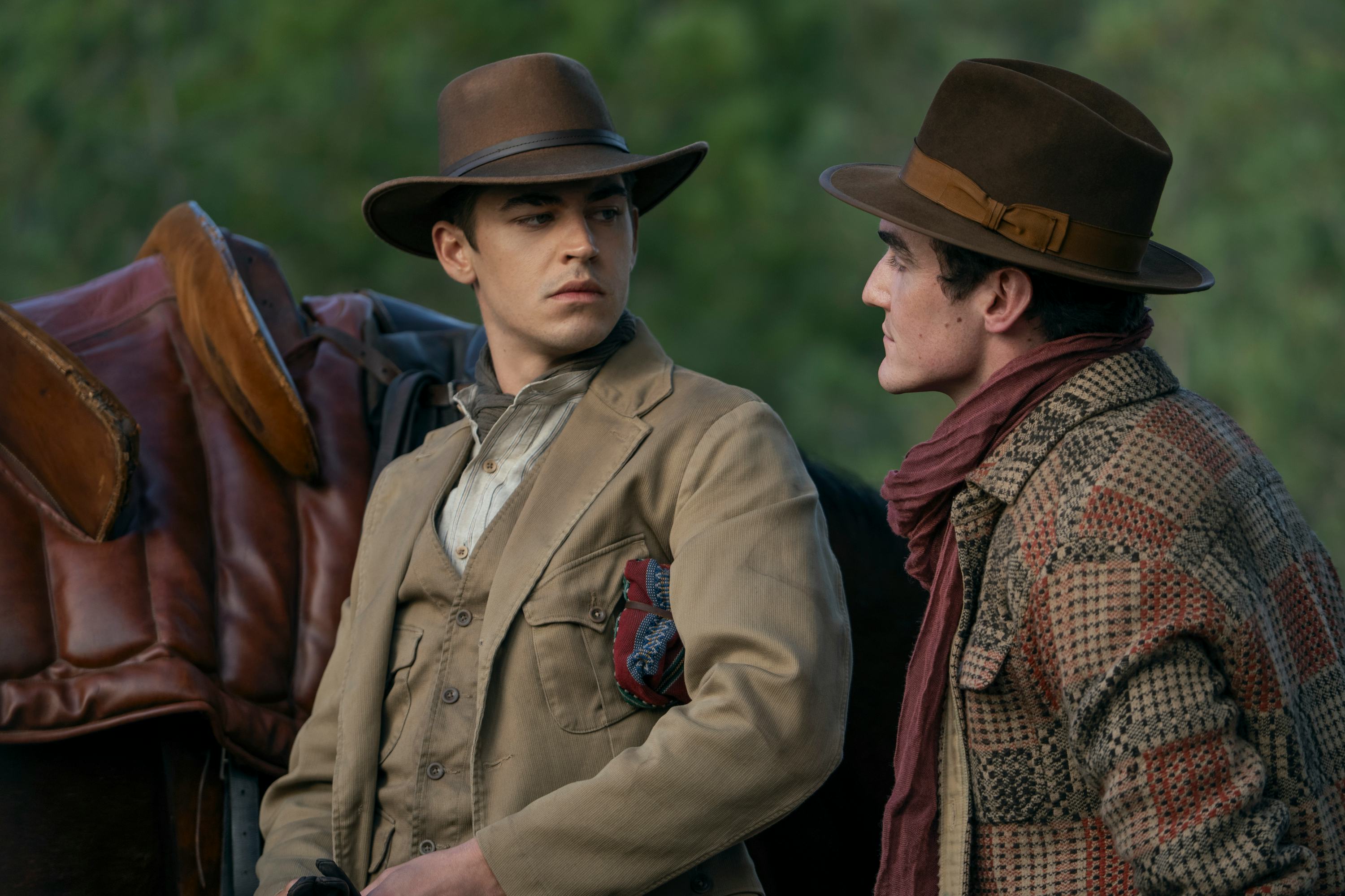 Hero Fiennes Tiffin and Dónal Finn as Sherlock Holmes and James Moriarty in Prime Video's 'Young Sh...
