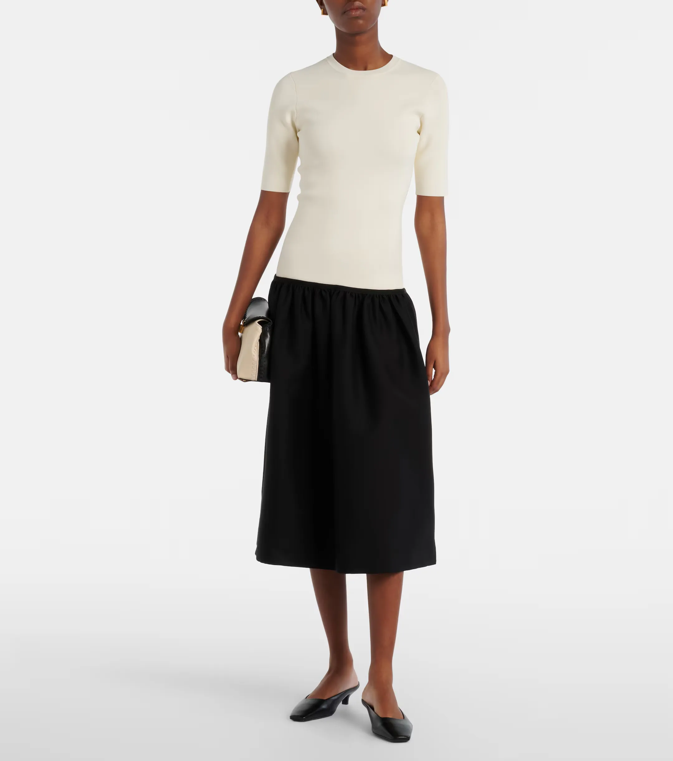 Wool and Silk-Trimmed Midi Dress