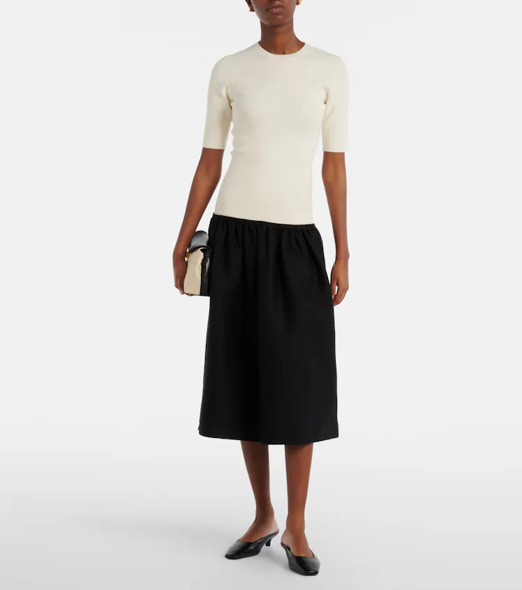 Wool and Silk-Trimmed Midi Dress