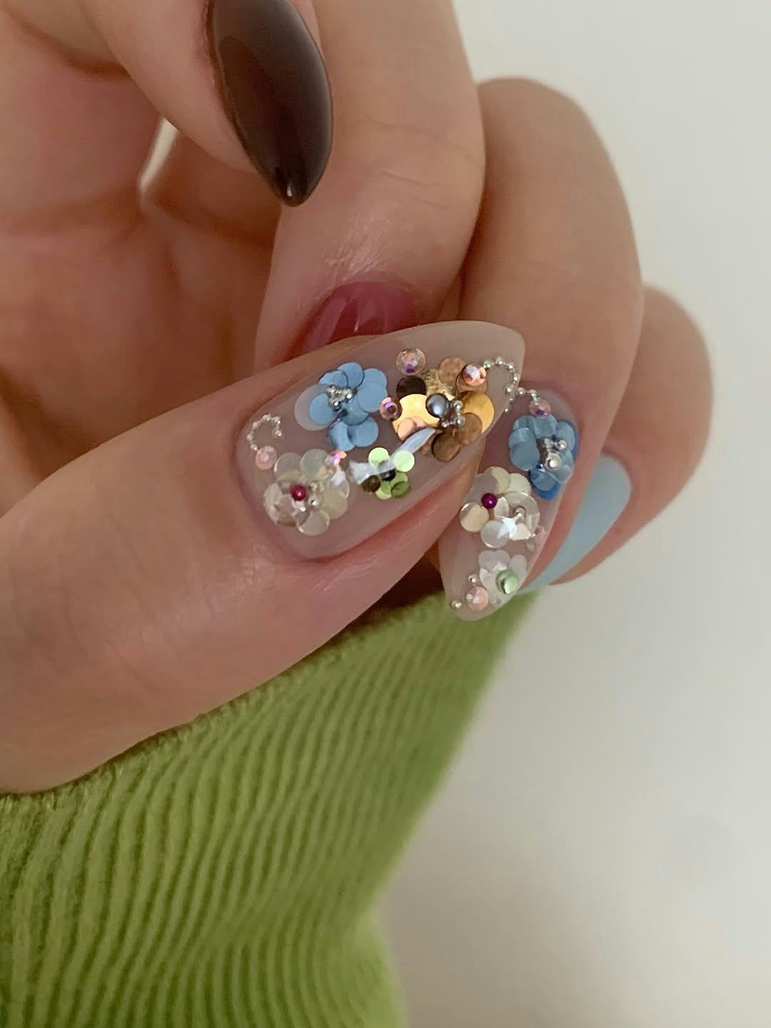 sequin flower nail art