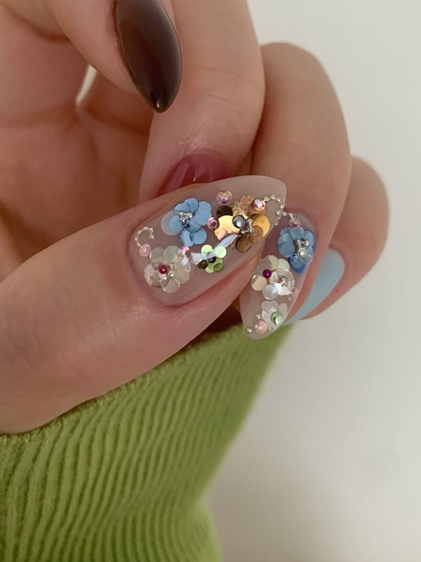 sequin flower nail art