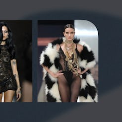 Amelia Gray in Gucci, and a model at Blumarine