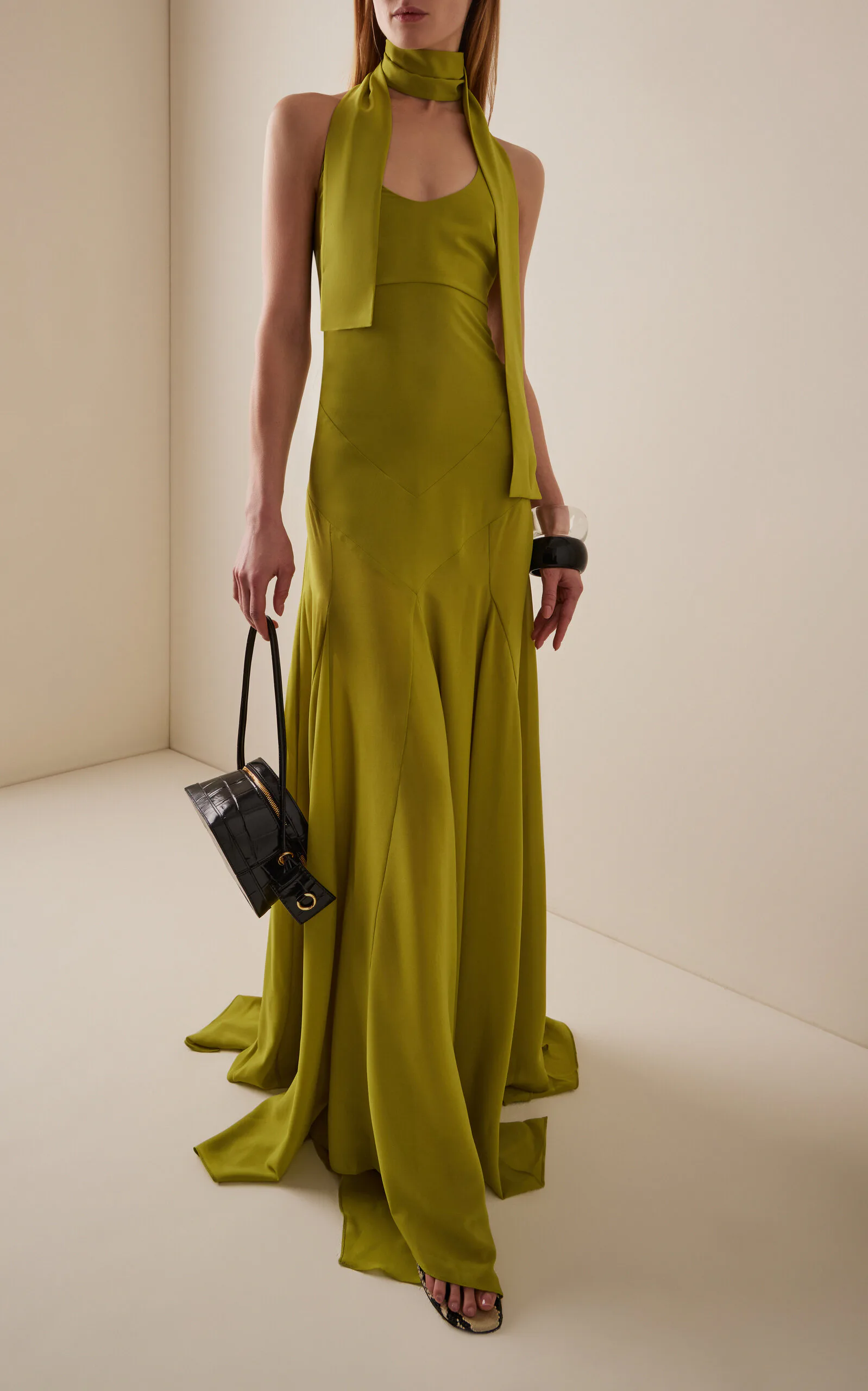 Raye Crepe Midi Halter Dress