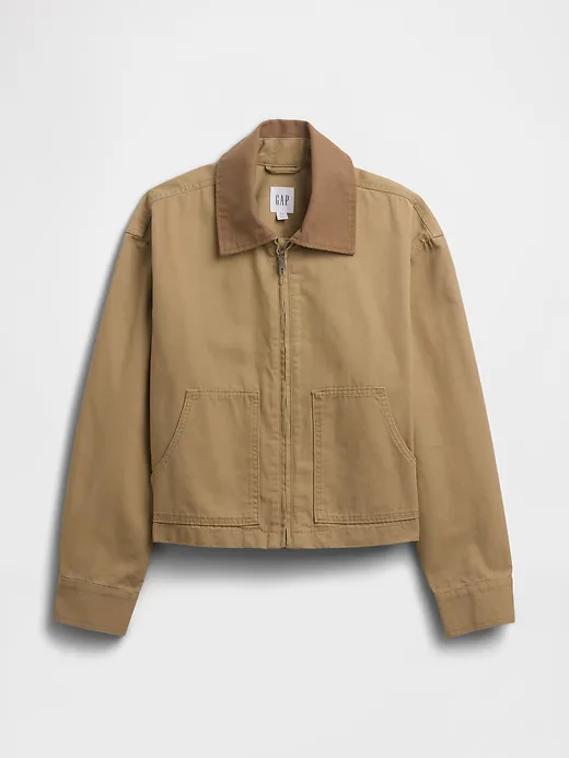 Relaxed Cropped Canvas Barn Jacket