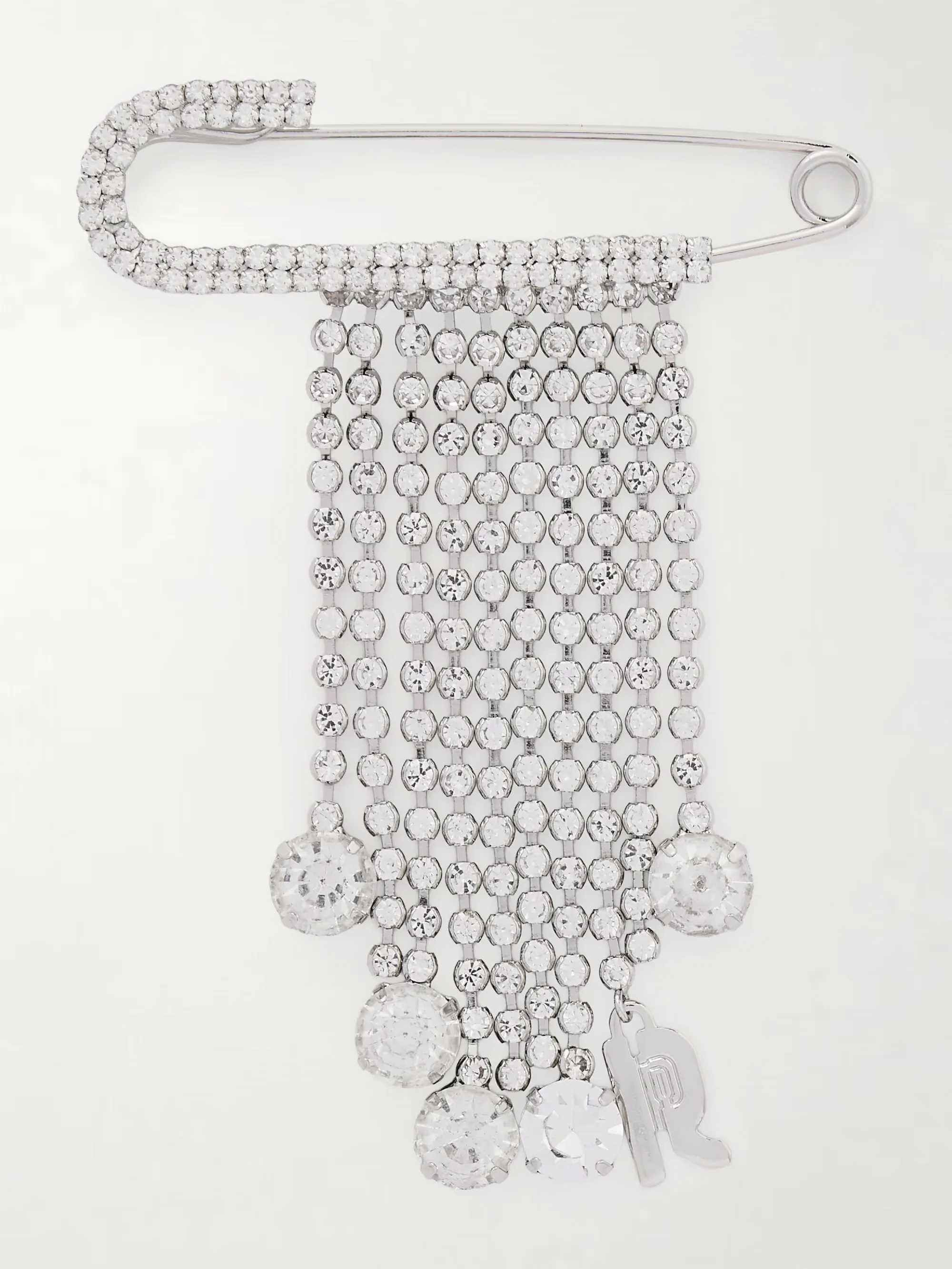 Silver-Tone Crystal Brooch
