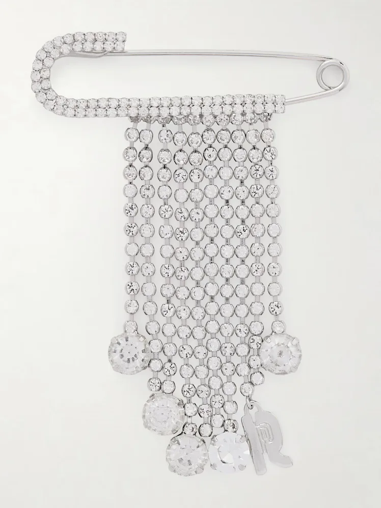 Silver-Tone Crystal Brooch