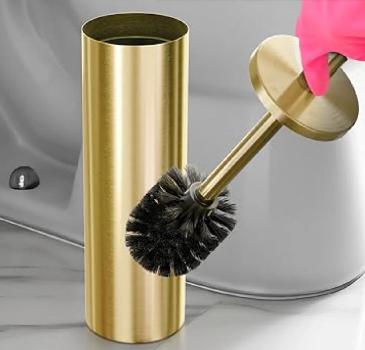 Novsix Gold Toilet Brush and Holder Set