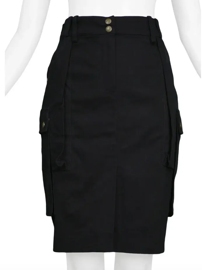 Balenciaga By Ghesquiere Black Cargo Skirt 2002