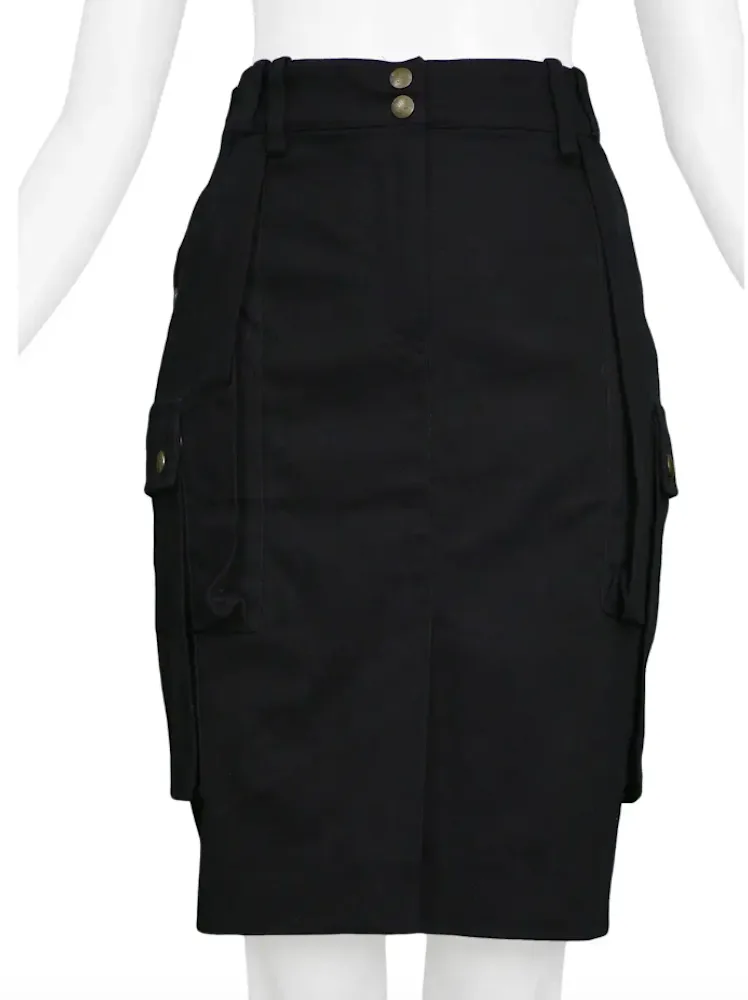 Balenciaga By Ghesquiere Black Cargo Skirt 2002