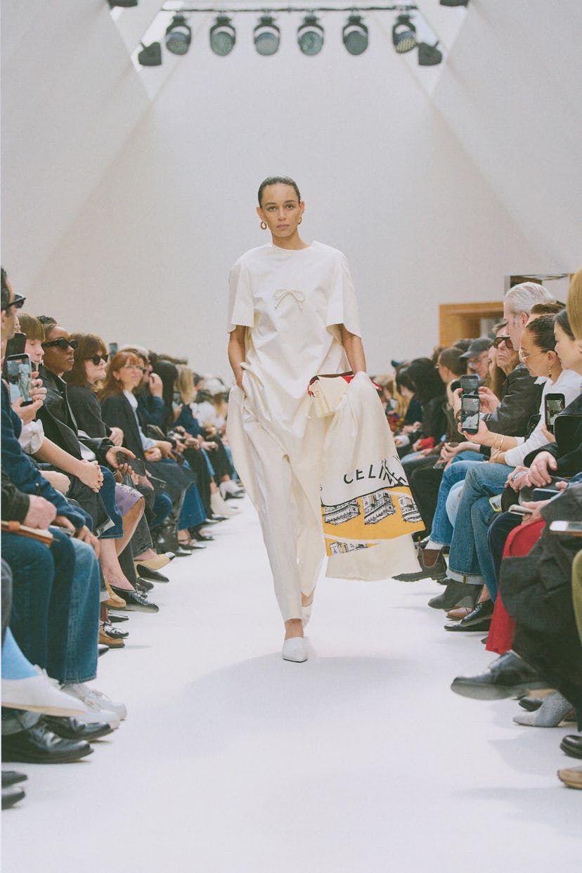 a look from celine fall 2026 collection by michael rider shown at paris fashion week
