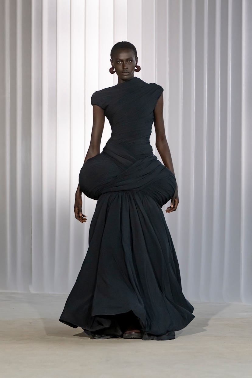 a look from jean paul gaultier fall 2026 collection by duran lantink shown at paris fashion week