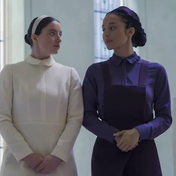 Lucy Halliday and Chase Infiniti in The Testaments