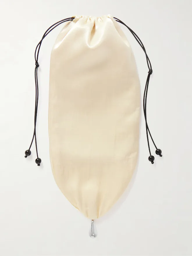 Teardrop Embellished Satin Drawstring Pouch